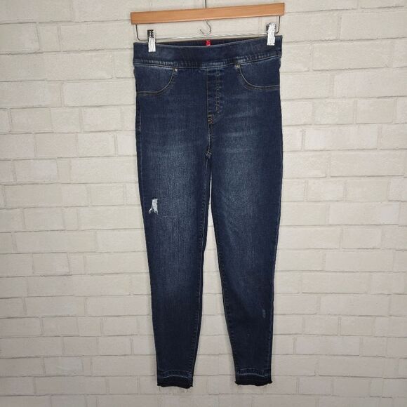 Spanx Medium Wash Tummy Control Denim Cropped Jeggings - Picture 1 of 4